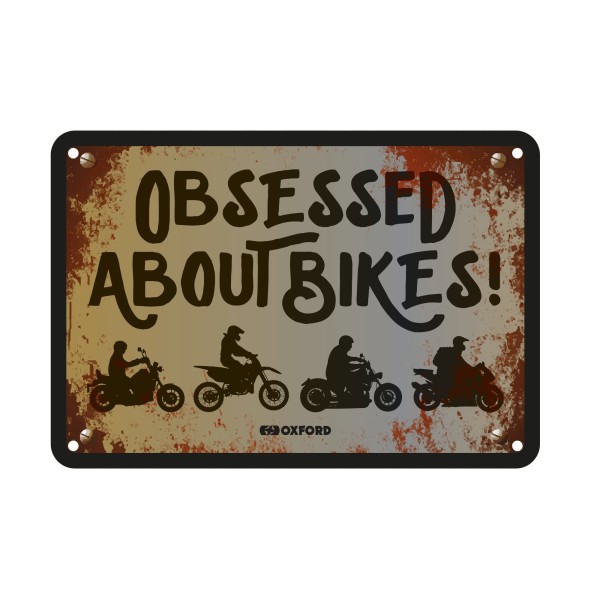 Oxford Oxford garage metal sign: obsessed about bikes